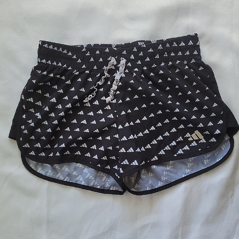 Adidas Black and White Patterned Women's Shorts
